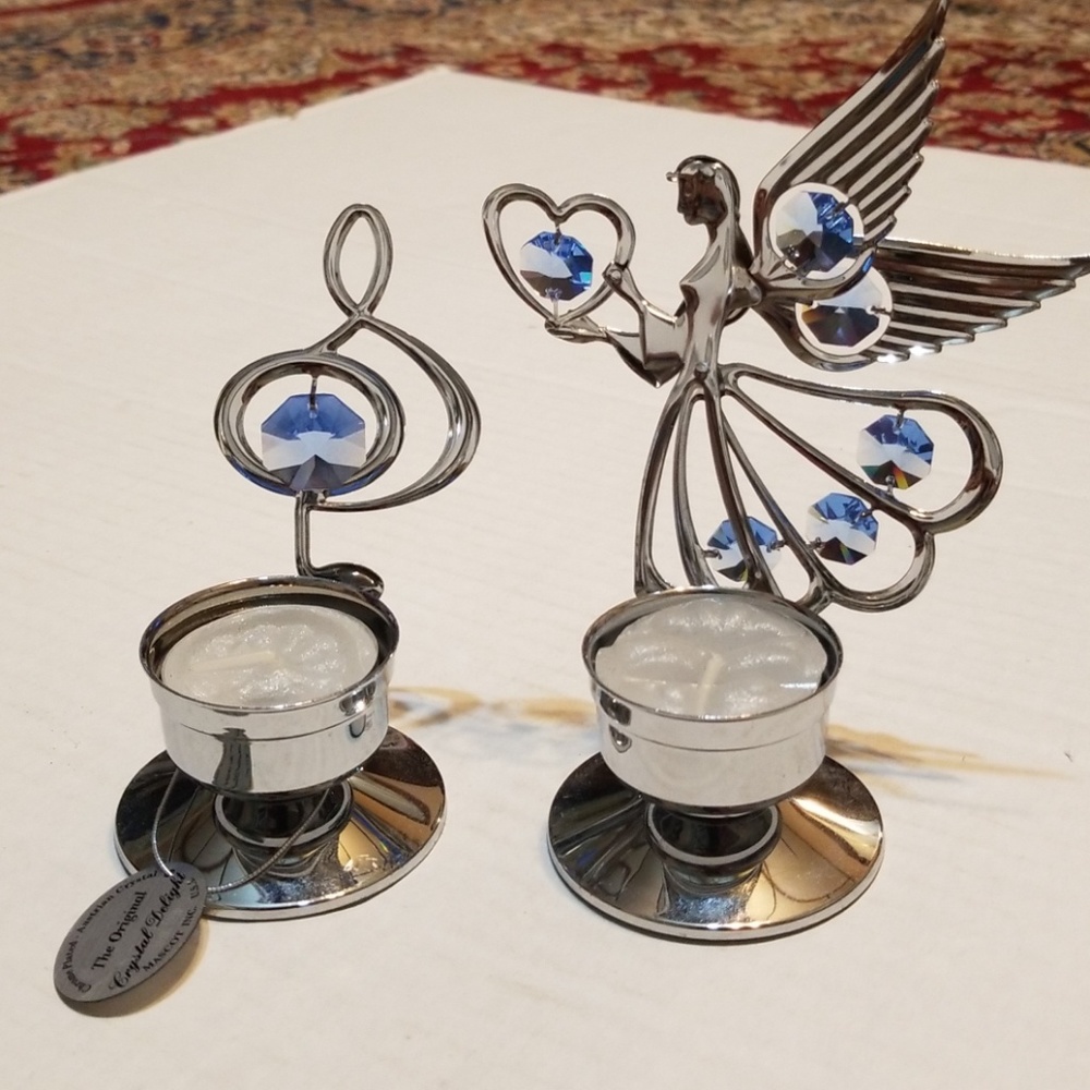 Angel & Heart Chrome Plated with Austrian Crystals